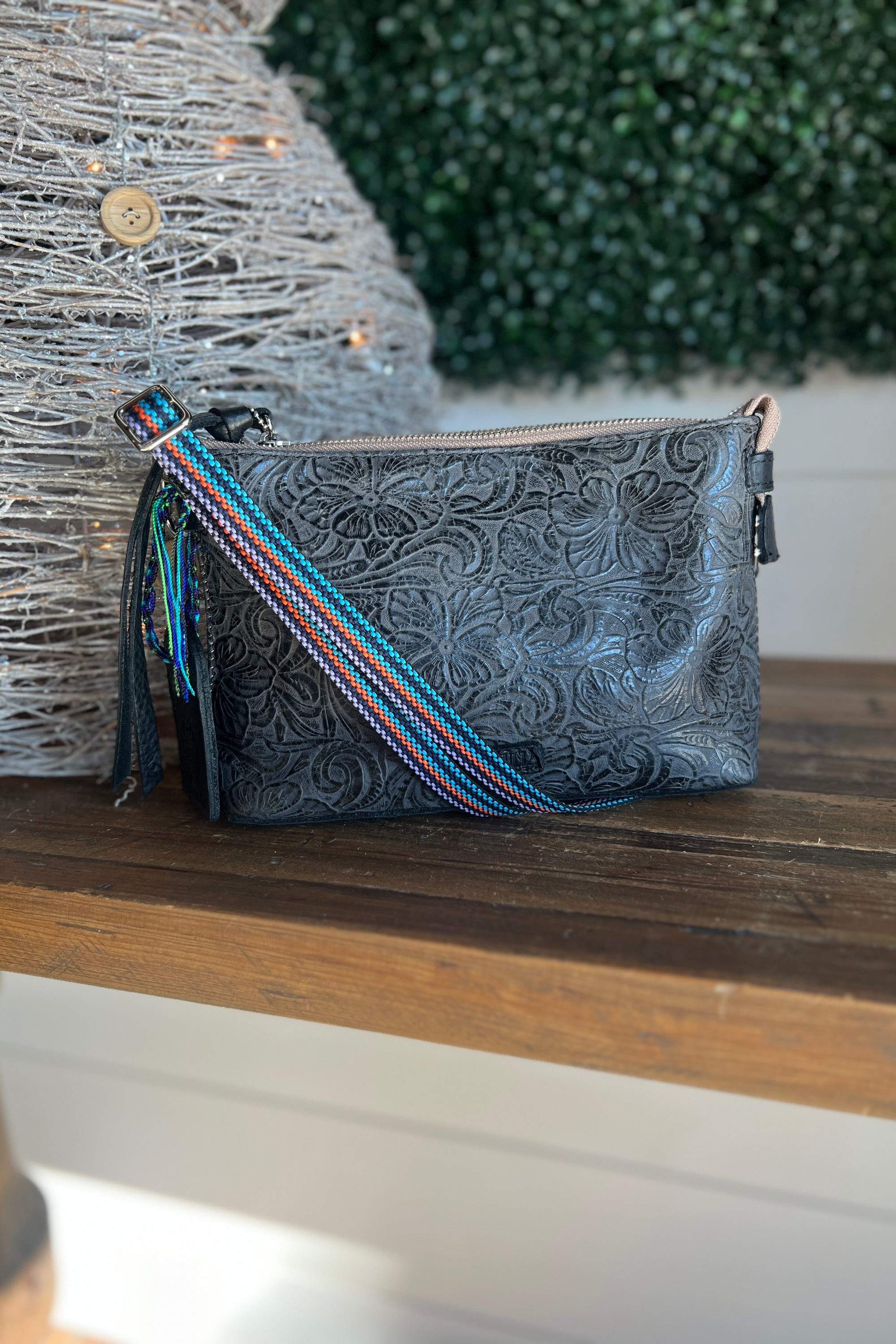 Consuela Steely Midtown Crossbody  carol's boutique One Size Steely Charcoal Tooled Leather 