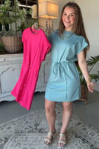 Mini Dress Mint Blue & Fuchsia