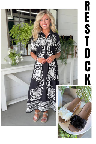 Distinction Dress Black & Wildflower Wedge