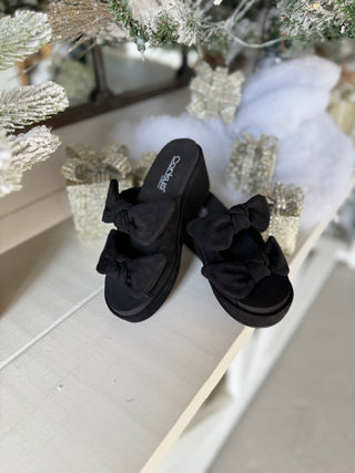 Bowed Up Wedges Black by Corky's Shoes Corky's Footwear