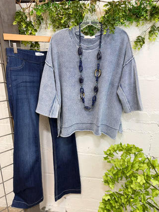 Janie Sweater Dusty Blue Sweater Zenana