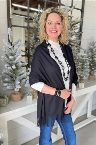 Cora Black Cashmere Wrap/Scarf Scarf Wona Trading