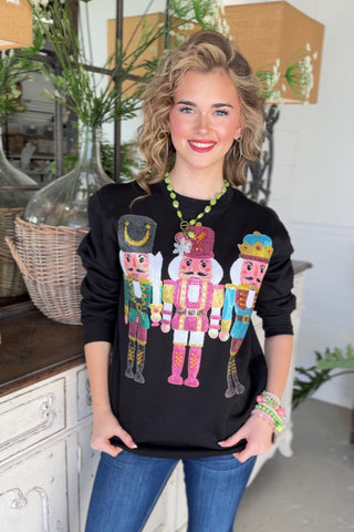 Festive Soldiers Black Sweatshirt Bling A GoGo