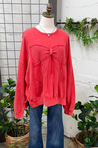 Waffle Bow Red Shirts & Tops J Her