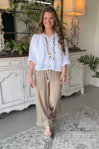 Show Off Linen Top White Shirts & Tops Acqua & Limone