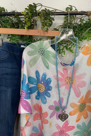 Daisy Dreamin White/Multi sweater OHLALA