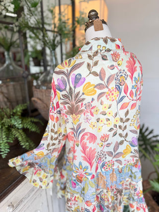 Eye Candy Tunic Cream Multi by POL Clothing Shirts & Tops Pol Clothing