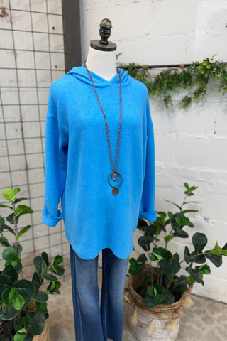 Fuzzy Wuzzy Hoodie Deep Sky Shirts & Tops Zenana