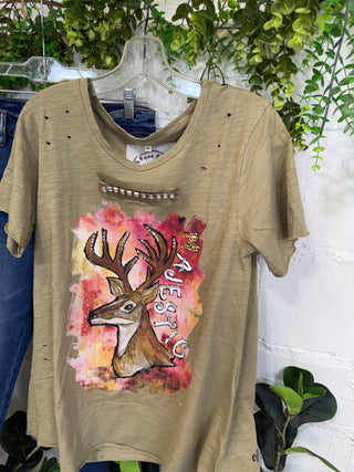 Majestic Deer Tee Olive Shirts & Tops A Rare Bird