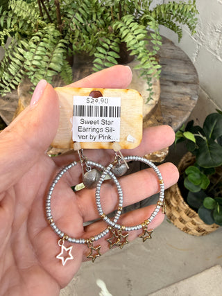 Sweet Star Earrings Silver by Pink Panache