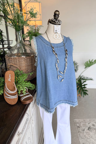 Janine Top Lt Denim by Umgee Shirts & Tops Umgee