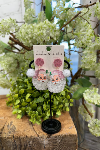 Pom Santa Earrings Pink Earrings Wona Trading   