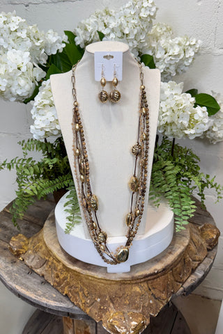 Minnelli Necklace Brown/Gold Necklaces L & B Creations