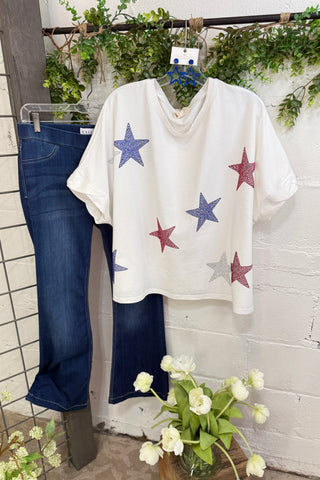 Star Bright Top White Shirts & Tops Peach Love