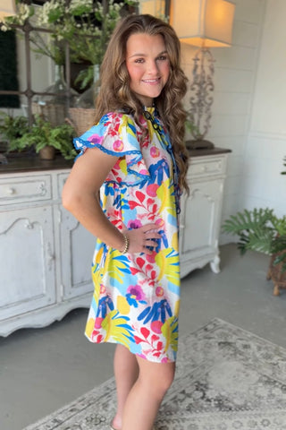 Spring Blossom Dress Blue Mix by Umgee Dresses Umgee