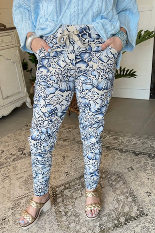 Pretty Print Pants Pebble Blue Pants YOLLY