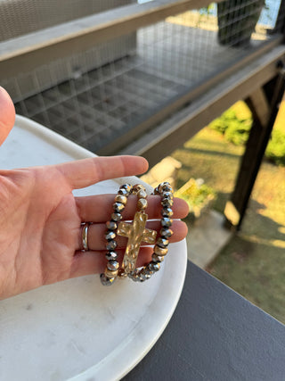 Pure Joy Cross Bracelet Hematite Bracelets SM Style