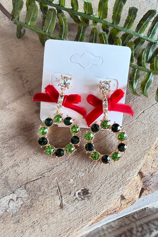 Christmas Wreath Earrings Green Earrings Whats Hot Jewelry/All That Glitters