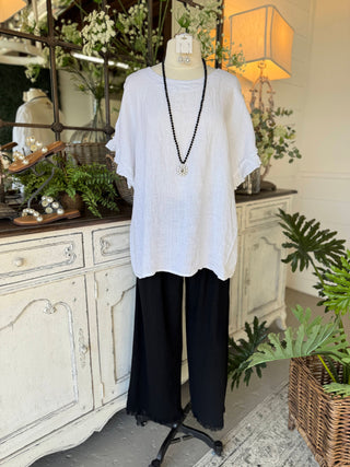 Caitlyn Linen Top White Shirts & Tops S & F/ Italy