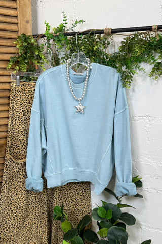 Hang On Sweatshirt Lt Blue Sweatshirt Urban Daizy