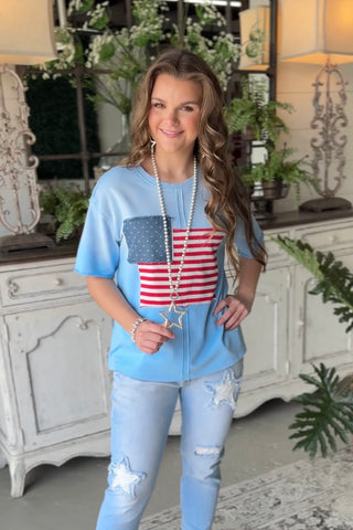 American Spirit Top Blue by Jodifl Shirts & Tops Jodifl
