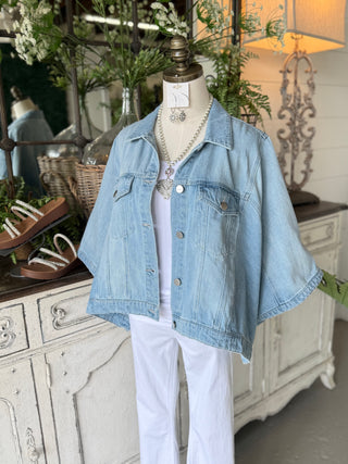 Tancy Cape Jacket Denim by Risen Jacket Risen