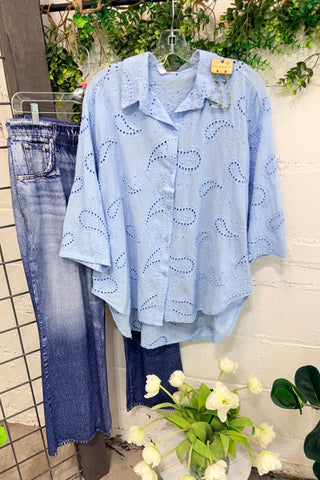 Dixie Darling Top Lt Blue Shirts & Tops YOLLY