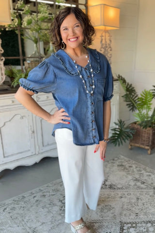 Simple Life Top Denim by Easel Shirts & Tops Easel