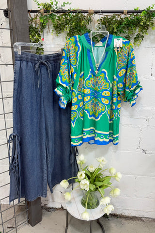 Louisa Top Green Mix by Umgee