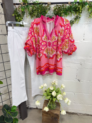 Louisa Top Fuchsia Mix By Umgee RESTOCK Soon Shirts & Tops Umgee