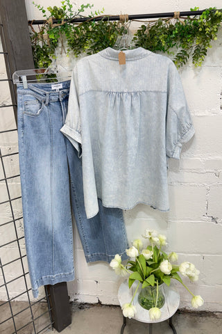 Downtown Top Powder Blue