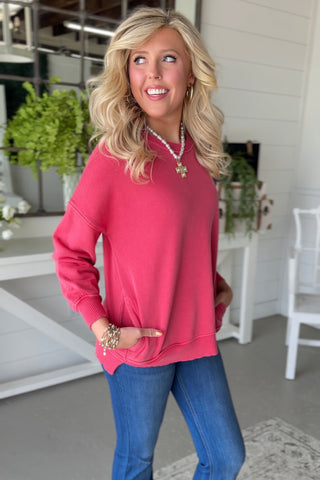 Feeling Fall Red Shirts & Tops Zenana