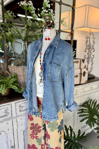 Go West Washed Chambray Shirts & Tops Blu Pepper