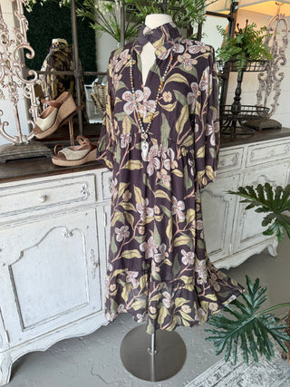 Sharon Long Dress Brown by Umgee Dresses Umgee