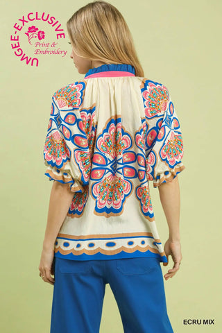 Louisa Top Green Mix by Umgee Shirts & Tops Umgee