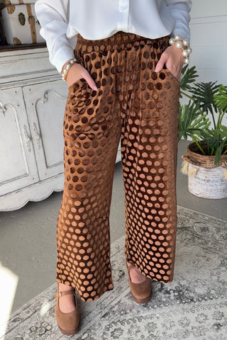 Dreamy Dot Pants Brown by Umgee Pants Umgee
