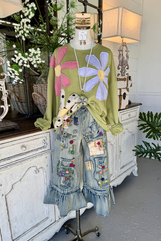 Petal Crush Top Matcha by Easel Shirts & Tops Easel