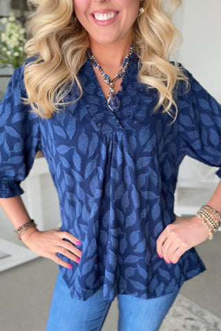 Seasons Change Navy by Umgee Shirts & Tops Umgee