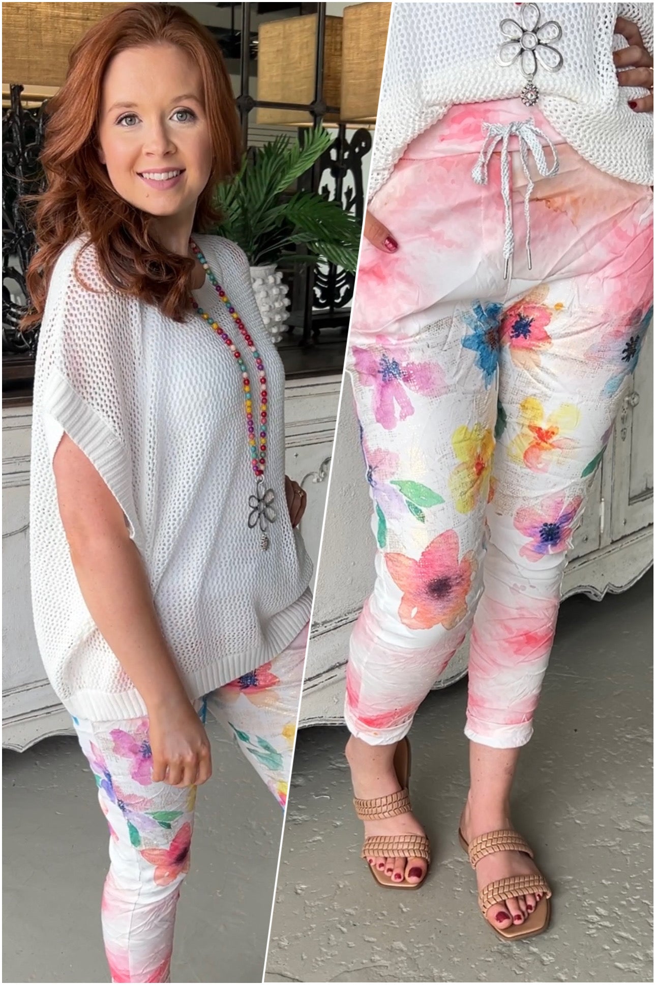 Watercolor Pants  Oz One Size Pink/Multi/Flower 