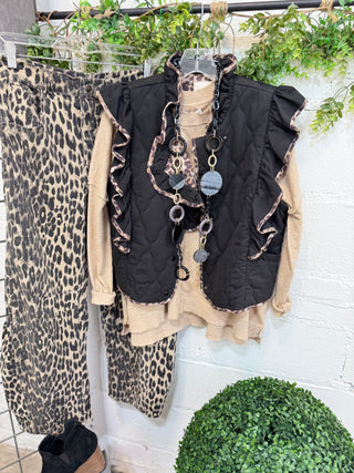 Frilly Feline Vest Black by Umgee Vest Umgee