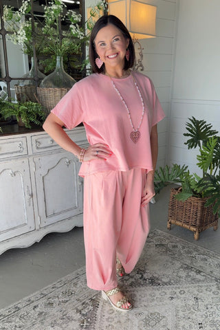Settle Down Pant Set Coral Top & Pant Set Davi & Dani