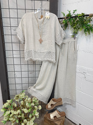 Virginia Linen Top Beige Shirts & Tops Allison