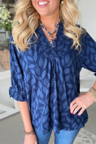 Seasons Change Navy by Umgee Shirts & Tops Umgee