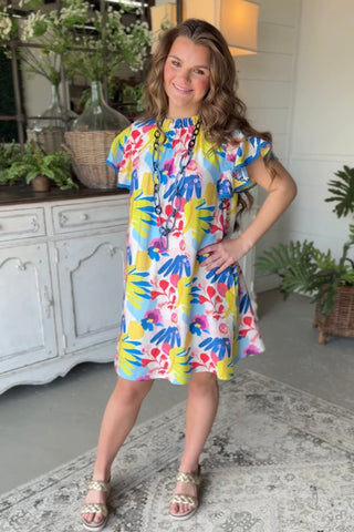 Spring Blossom Dress Blue Mix by Umgee Dresses Umgee