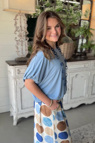 Double Bubble Top Slate Blue by Umgee Shirts & Tops Umgee