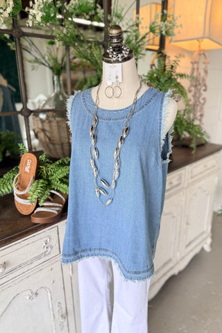 Janine Top Lt Denim by Umgee Shirts & Tops Umgee