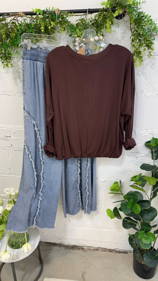 Davis Top Brown by Umgee Shirts & Tops Umgee