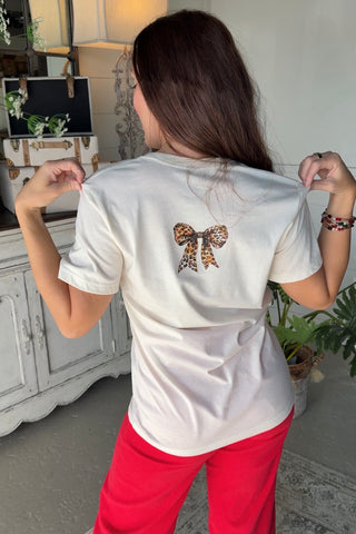 Leopard Santa Tee Natural T Shirt The Crystal Ranch