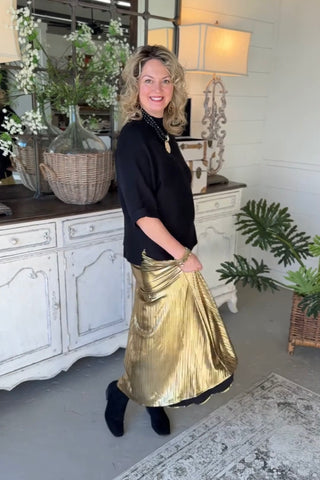 Revel Skirt Metallic Gold Skirt She + Sky