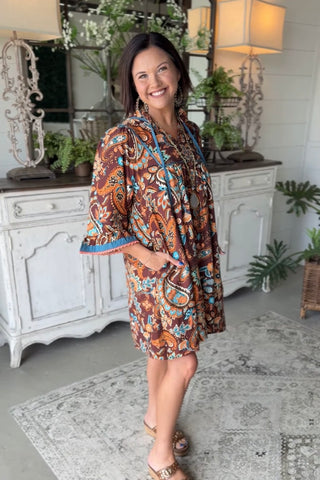 Durango Dress Brown Mix by Umgee Dresses Umgee